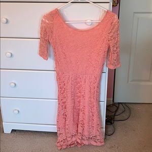 Peach Lace High-low Dress